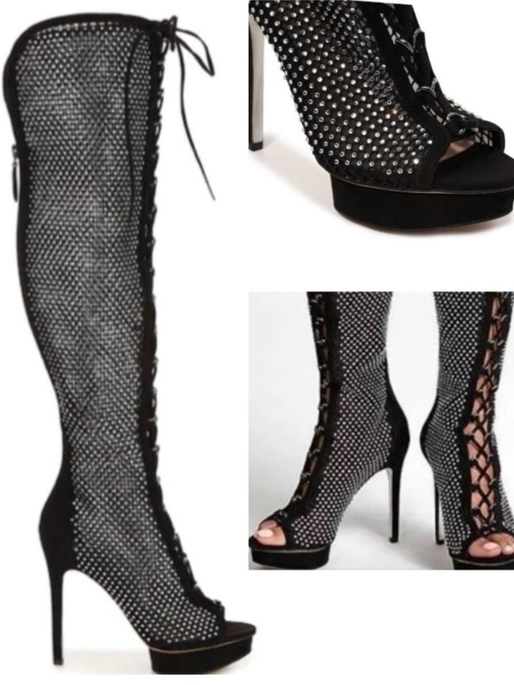 Jennifer Lopez MADIA Rhinestone Over The Knee Platform Boots